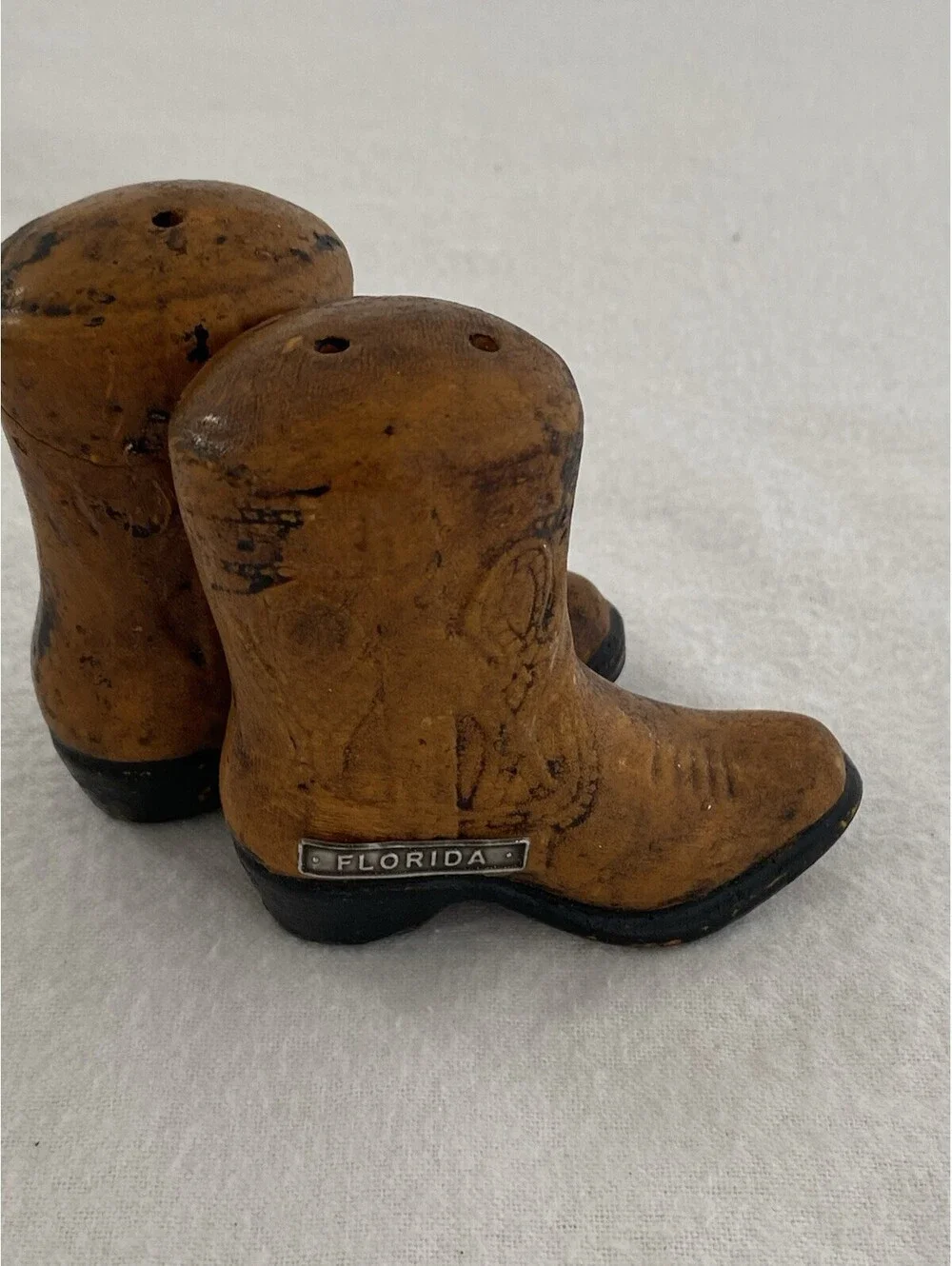 Vintage 1950s Cowboy Boots Salt Pepper Shakers Ceramic “Florida”